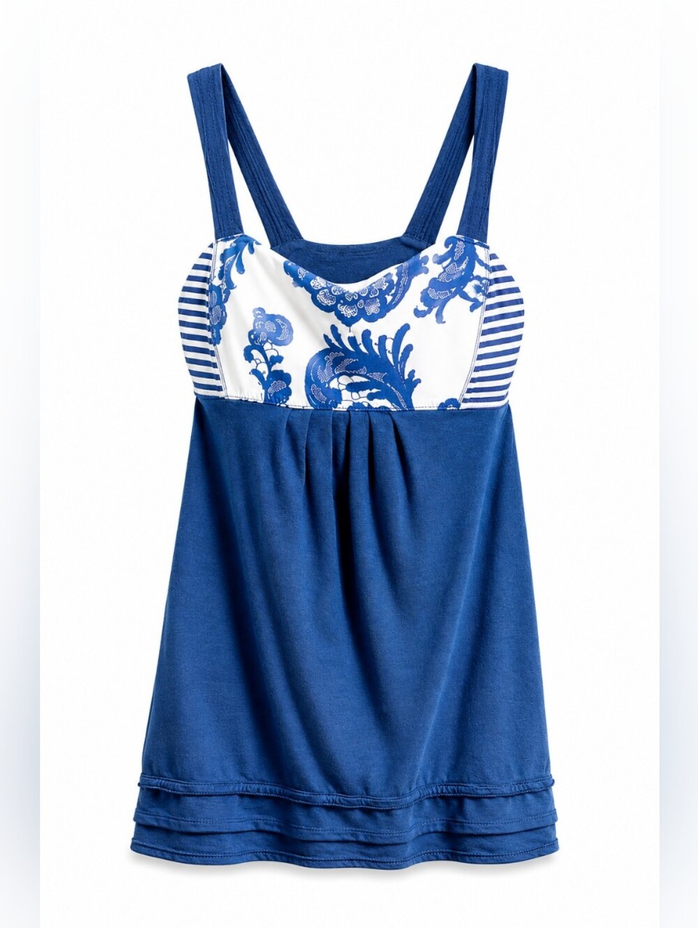 Lululemon women’s tank top in blue and white, size 6. Features a stylish floral